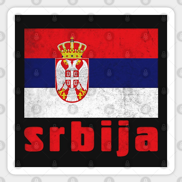 Srbija / Serbian  Retro Faded Style Flag Design Magnet by DankFutura